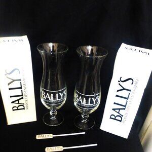 Expired Lot of 2 BALLY'S Glasses Bally's Glass Liquor Glass Barware Vintage Bar